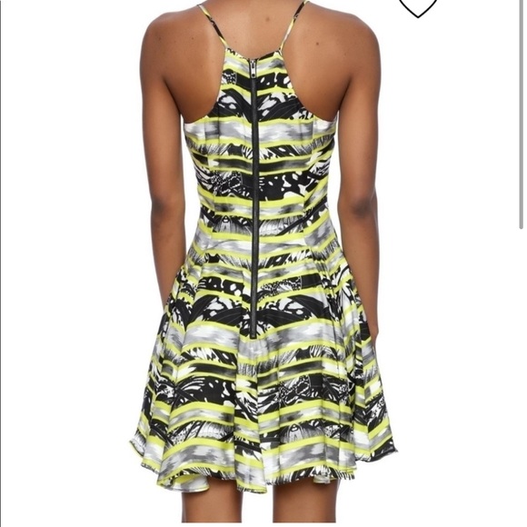 Parker Racerback Yellow Black Spaghetti Strap Silk Mini Dress Size Small - Picture 2 of 8